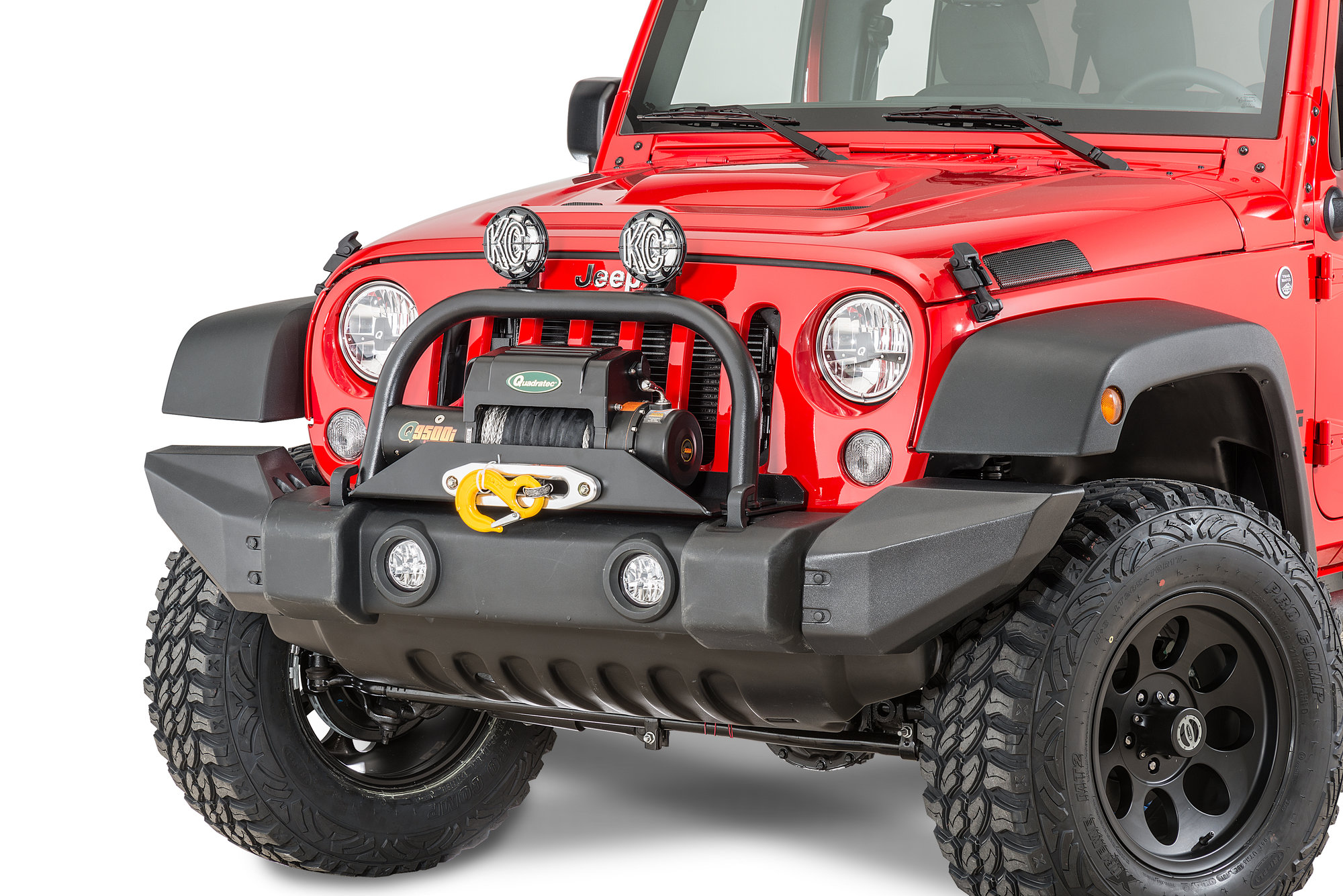 Rock Hard 4X4 RH-5013 Over Rider Hoop with Light Tabs for 07-18 Jeep Wrangler JK with Rock Hard Winch Mount