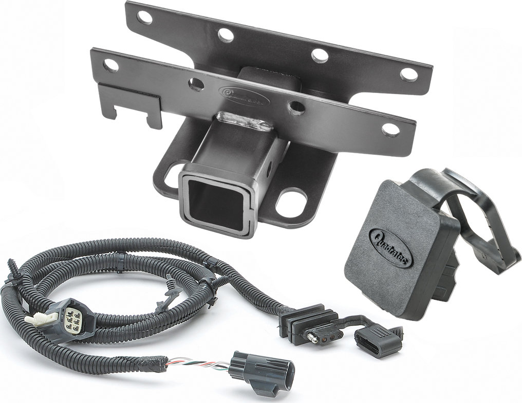 Quadratec Premium 2" Hitch with Wiring Kit & Quadratec Logo Plug for 13-18 Jeep Wrangler JK 10th Anniversary Rubicon, Rubicon X, Rubicon Recon & Hard Rock Editions