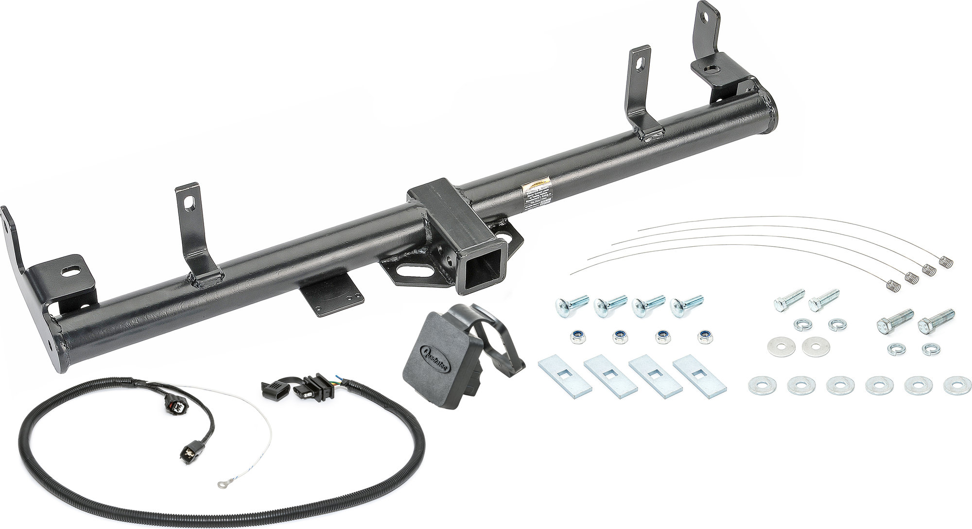 Quadratec Premium 2" Receiver Hitch with Wiring Kit & Quadratec Logo Plug for 97-06 Jeep Wrangler TJ & Unlimited