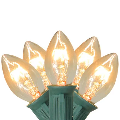 25-Count Clear C7 Twinkle Christmas Light, 24ft Green Wire