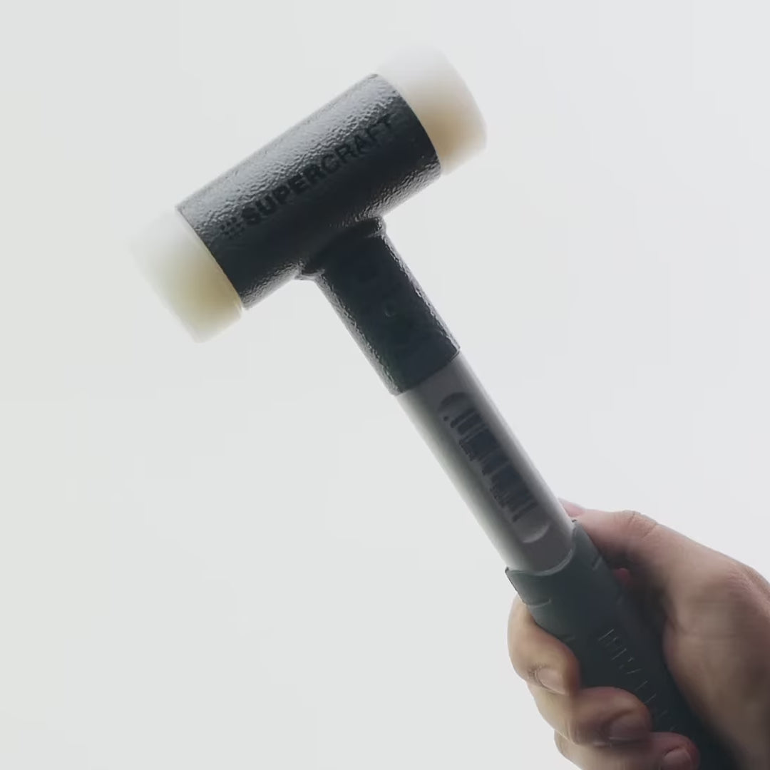 Halder Supercraft Dead Blow, Non-Rebounding Hammer with Nylon Face Inserts and Steel Housing, Fiberglass Handle, 1.57" / 27.51 oz.