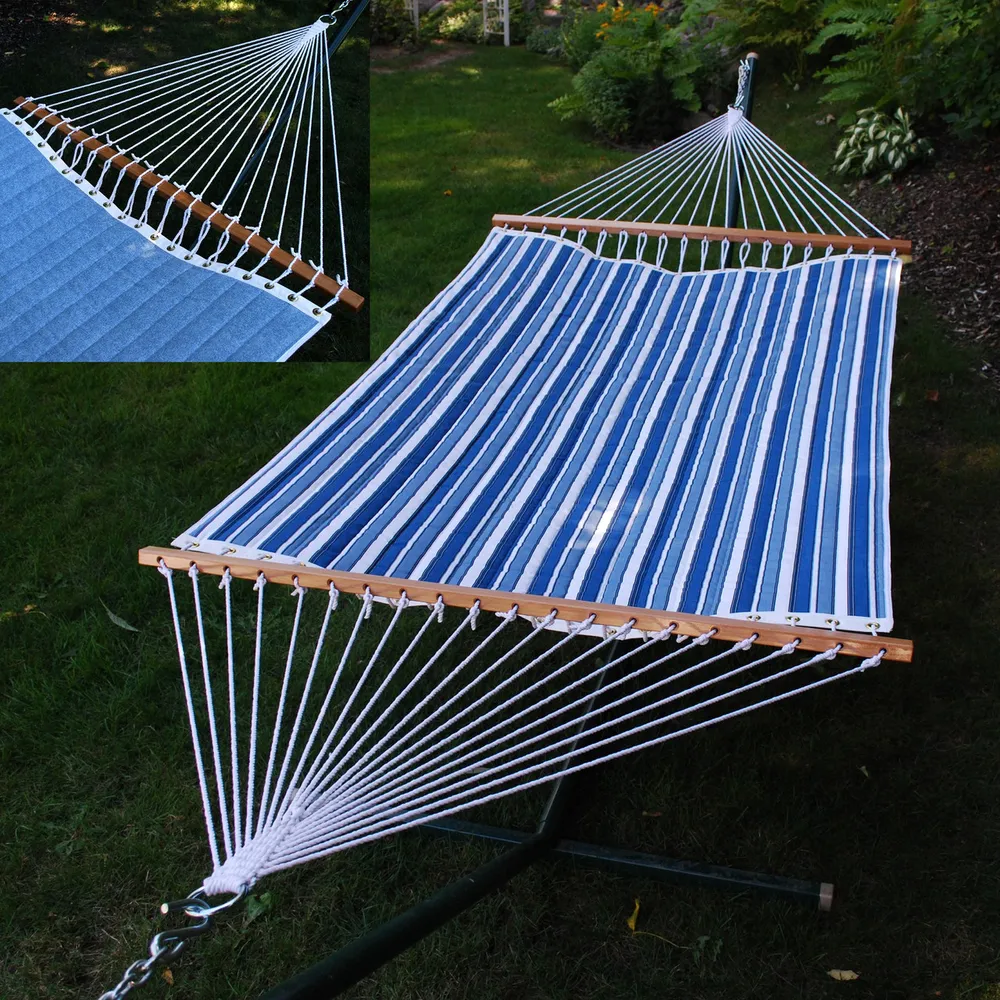 82″ x 55″ Blue and White Reversible Quilted Double Hammock