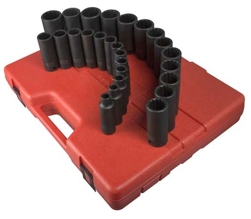 2827 - 1/2" DR 12 PT METRIC DEEP IMPACT SOCKET SET 26-PIECE