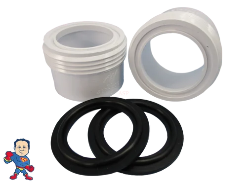 (2X) 1 1/2″ Slip x 1 1/2″ Threaded Heater Union Set with Gaskets – Video Instructions Included