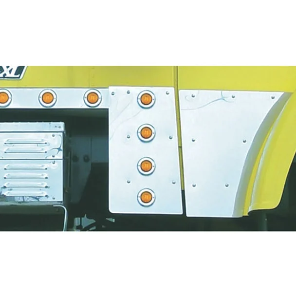 3.5 Inch Stainless Steel Cowl Panel W/ 8 – 2 Inch Flat Round Amber Lights For Freightliner Classic