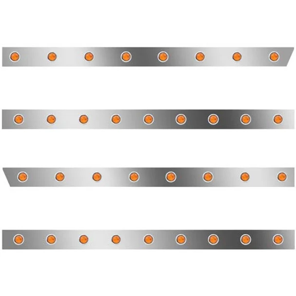 3 In. Extd Cab Panels W/ 34 – 3/4 Inch Amber/Amber Lights For Peterbilt 389 131 BBC W/ 63/72 In. Sleeper No Extenders