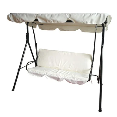 3-Seater Outdoor Patio Swing with Adjustable Canopy – Cream: Relax in Comfort and Style