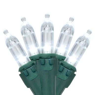 35ct White LED Mini Christmas Lights – 11.25ft Green Wire