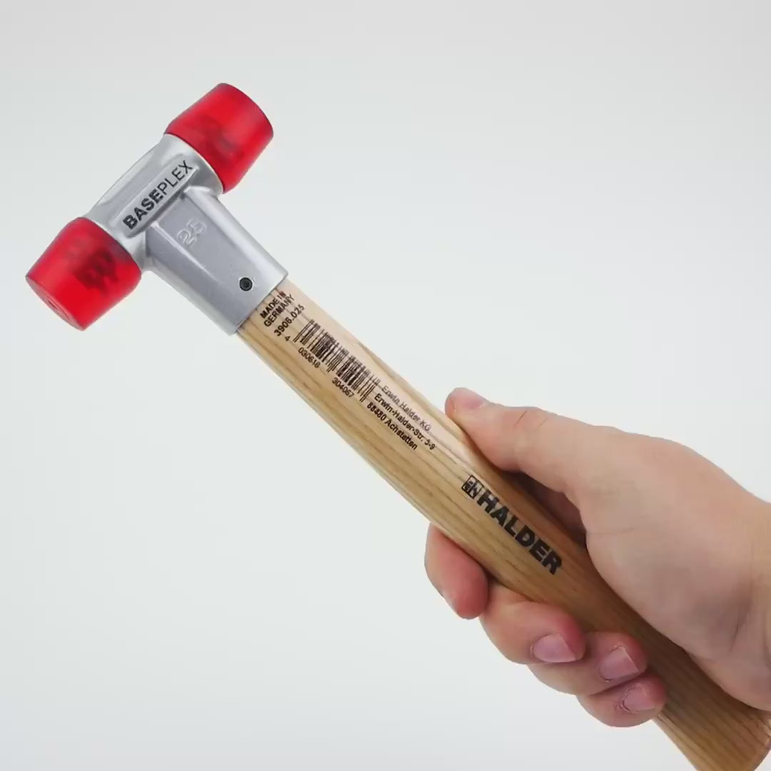 Halder Baseplex Mallet with Red Plastic Face Inserts and Zinc Die Cast Housing, 3.39" / 7.58 oz.