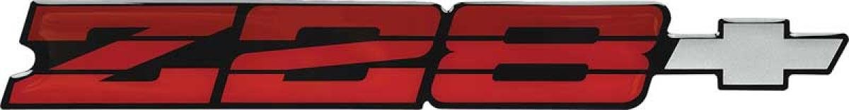 1985-87 Camaro,"Z28" Rear Panel Emblem, Tri-Color Red, Each, GM Licensed