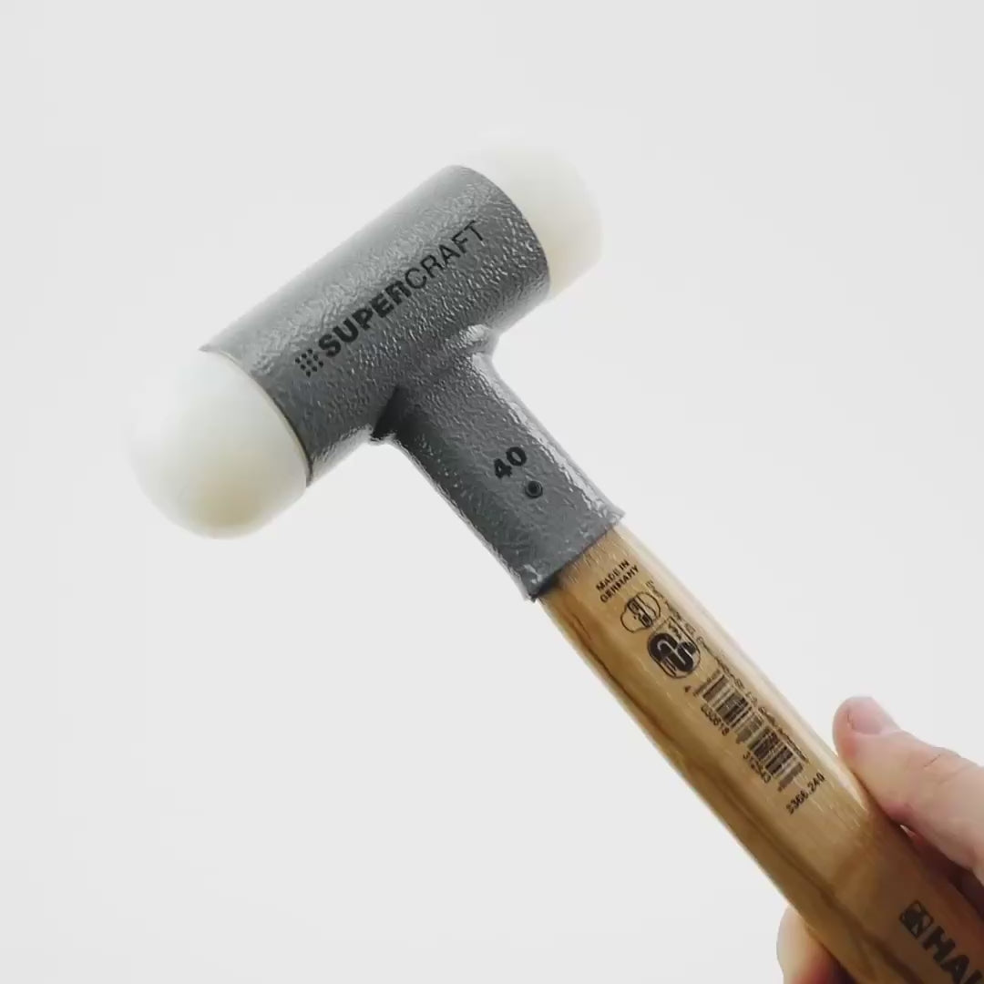 Halder Supercraft Dead Blow, Non-Rebounding Mallet with Rounded + Flat Nylon Face Inserts and Steel Housing, 1.57" / 25.22 oz.