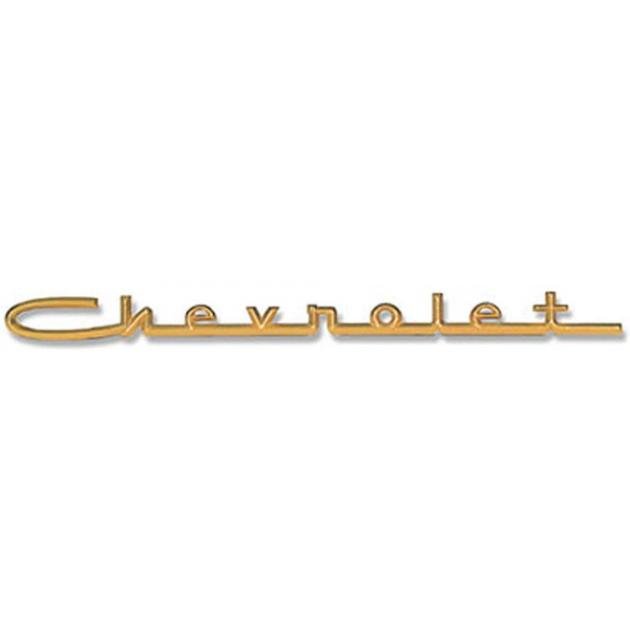 Chevy Hood Or Trunk Script, Chevrolet, Gold, 13, For V8 Bel Air, Show Quality, 1957