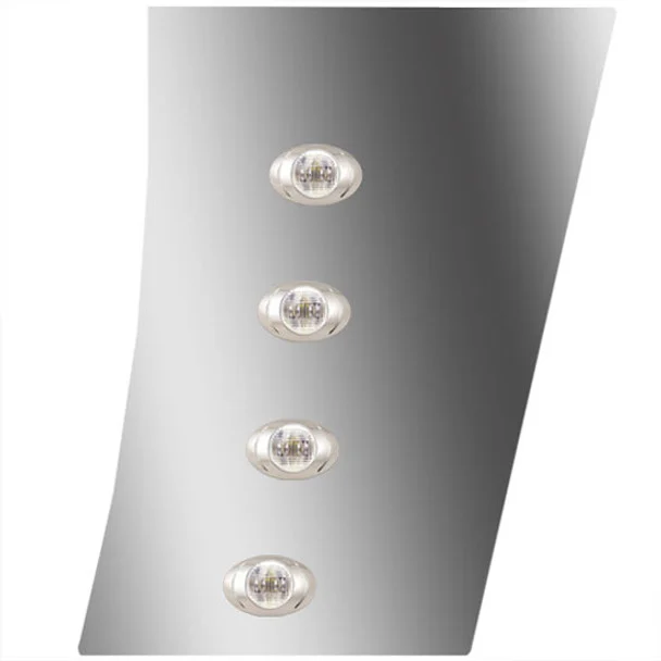 4 Inch Stainless Steel Cowl Panels W/ 8 P3 Amber/Clear LEDs For Peterbilt 389 131BBC, Glider