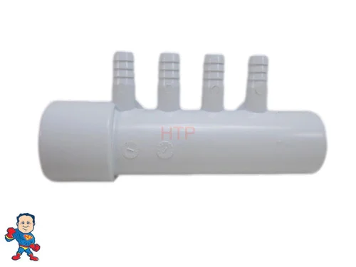 4-Port Air Manifold with 3/8″ Barb Fittings – 1″ Street x 1″ Spigot Flow-Thru