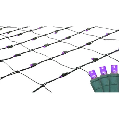 4′ x 6′ Purple LED Wide Angle Net Style Christmas Lights – Green Wire