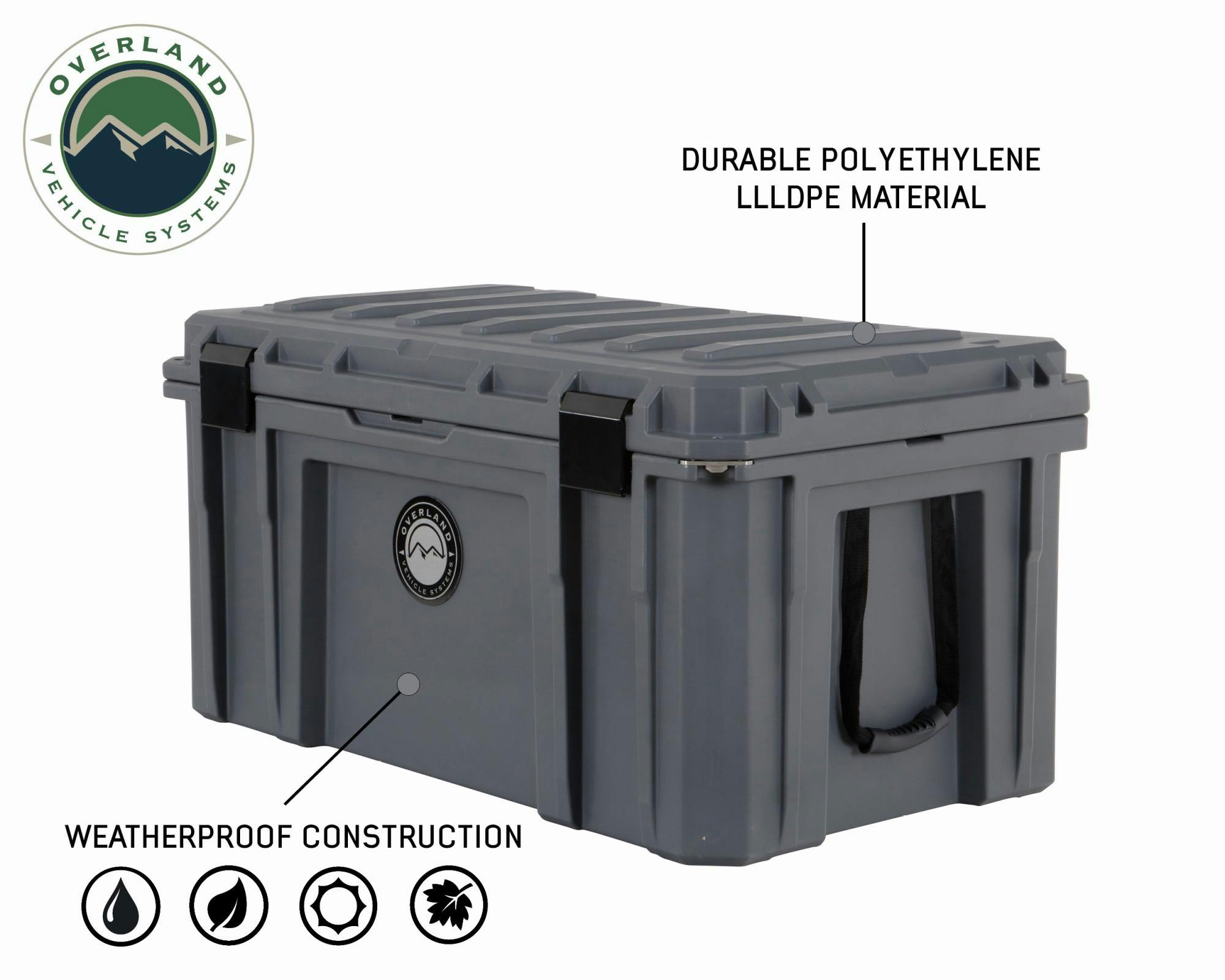 Overland Vehicle Systems 40100031 D.B.S.- Dark Grey 169 QT Dry Box with Wheels, Drain, and Bottle Opener