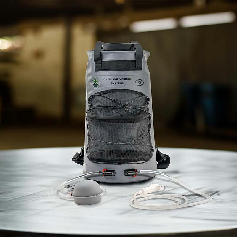 Overland Vehicle Systems 40300031 Portable Camp Shower 23 QT, Foot Pump, Nozzle & Accessories