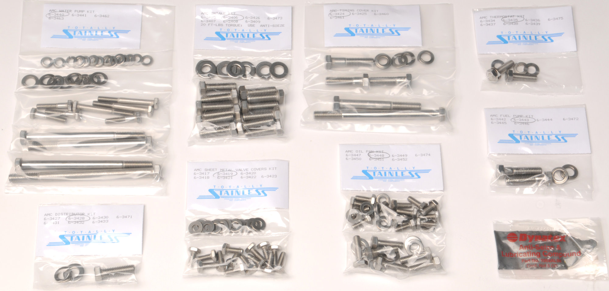 Totally Stainless 6-3401 Stainless Steel Hex Head Engine Kit for 72-81 Jeep CJ with 304 with Factory Valve Covers