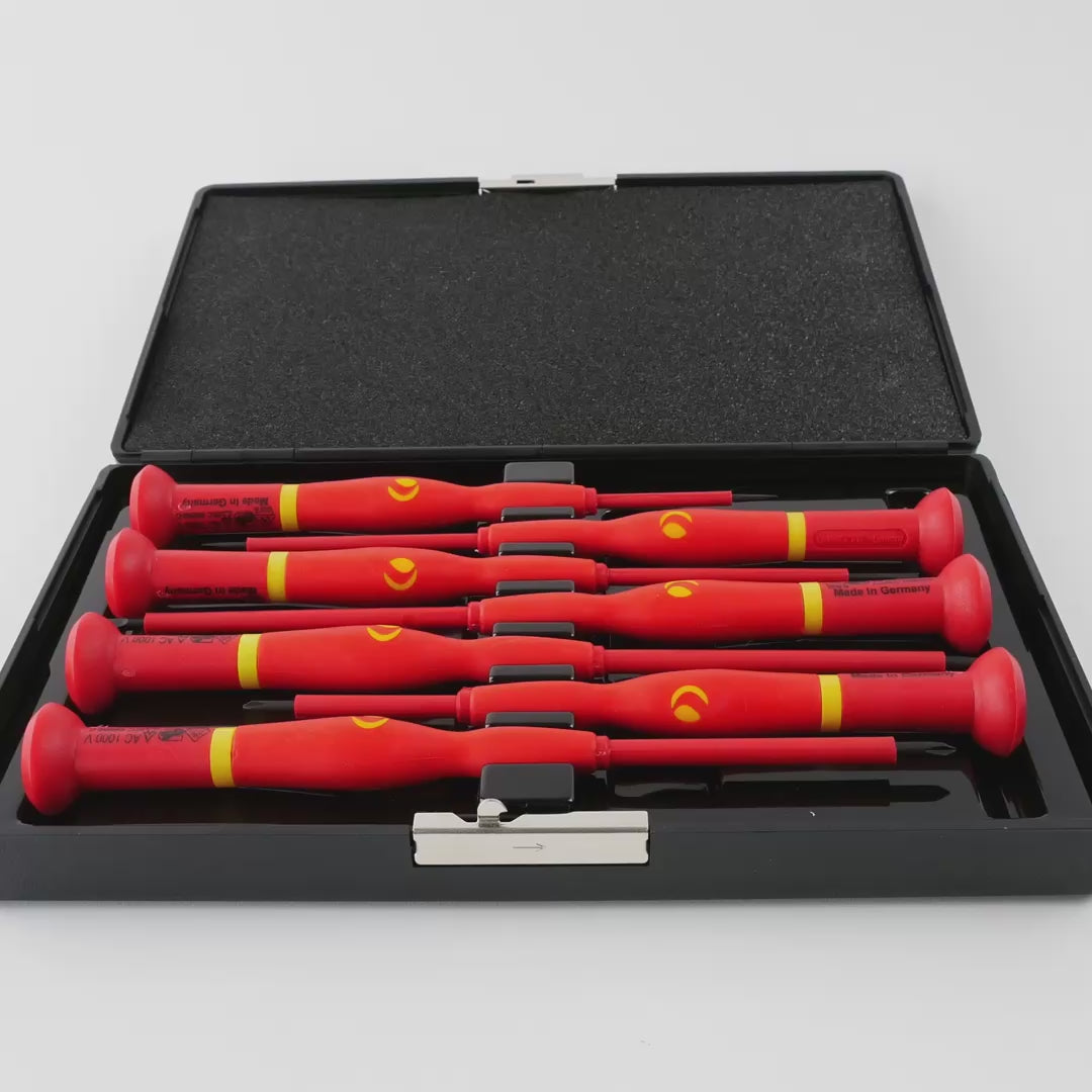 Witte Pro Wittron VDE Slotted and Phillips Screwdriver Set w/ Case, 7 Pieces