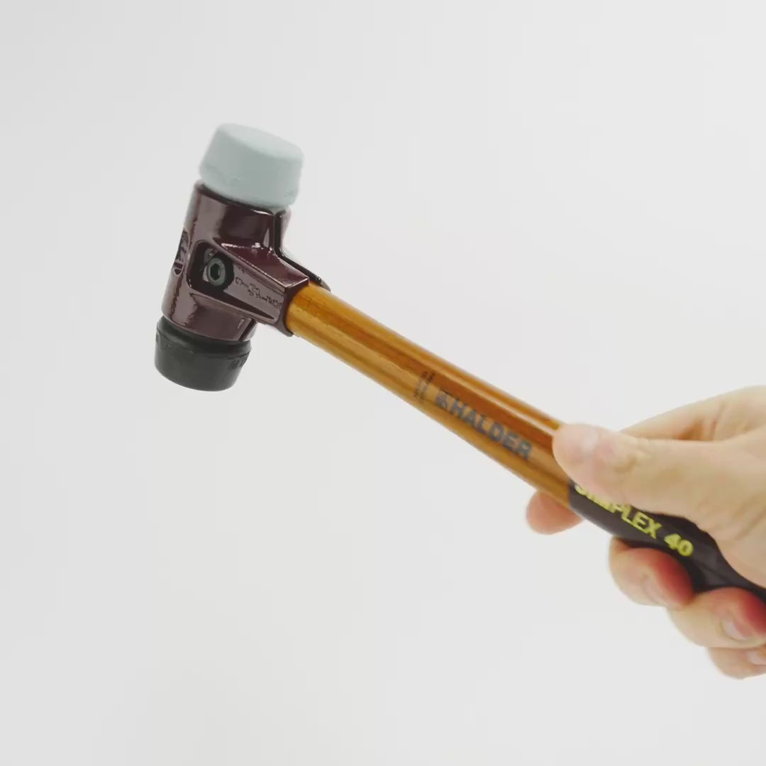 Halder Simplex Mallet with Black Rubber/Grey Rubber Inserts and Cast Iron Housing, 1.57" / 22.22 oz.