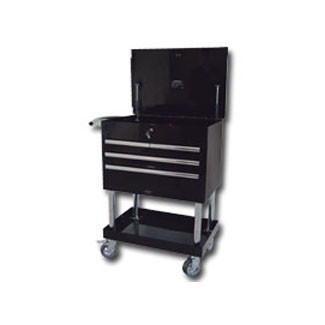 Mountain Professional 4 Drawer Black Service Cart with Mag Wheels