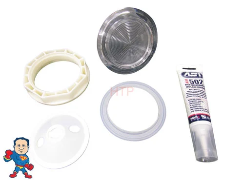 5 Inch Hot Tub Light Lens Replacement Kit with Gasket, Nut & Silicone Sealant – Standard Spa Part