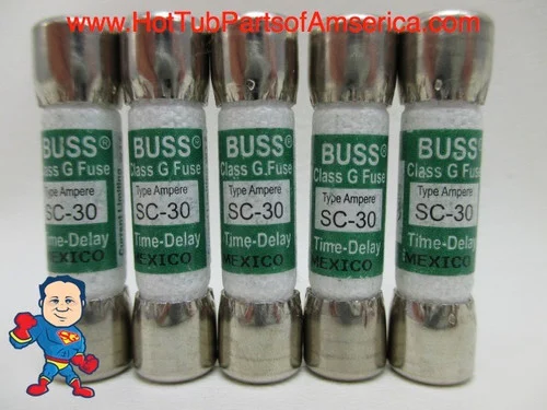 5-Pack 30 Amp SC-30 Fuses for Spa Hot Tub – Buss Littlefuse SLC30 Compatible Balboa Gecko