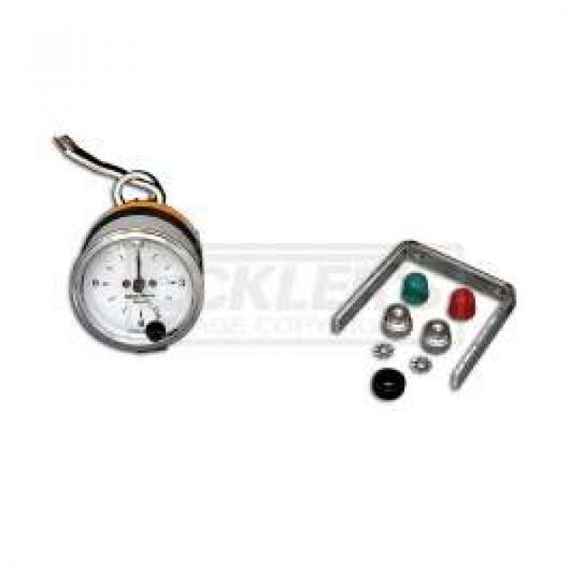 Chevy Custom Clock, White Face, With Black Vintage Hands, 2-1, 16, AutoMeter, 1955-1957