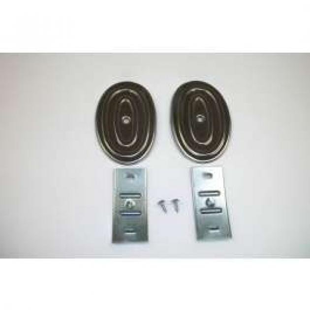 Chevy Rear Bumper Back-Up Light Opening Hole Cover Kit, 1957