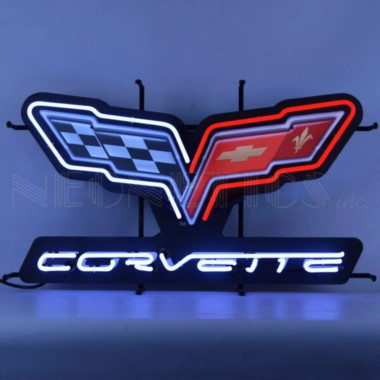 Neonetics 5CRVC6 Corvette C6 Flags Neon Sign With Backing