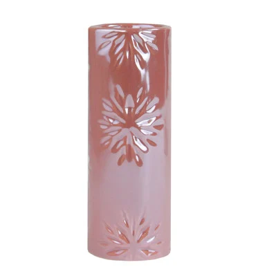 6.5″ Tall Pearly Pink Snowflake Christmas Candle Holder
