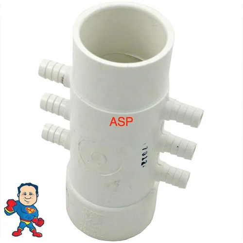 6-Port Flow Through Manifold with 3/8″ Barb Connections | 1-1/2″ Slip x Spigot Fitting