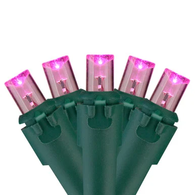 60 Pink LED Wide Angle Mini Christmas Lights – 19.5 ft Green Wire