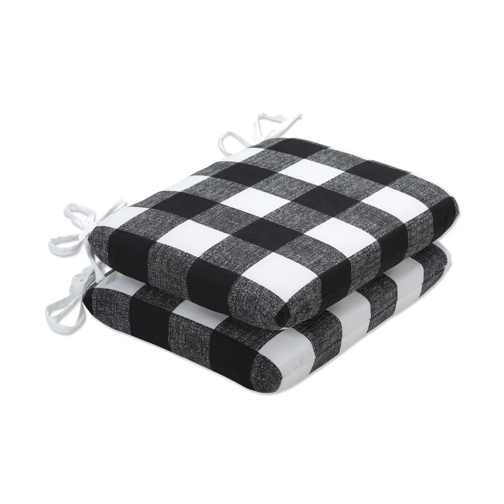 Buffalo Check Fade-Resistant Outdoor Patio Seat Cushions – 18.5″ – Set of 2