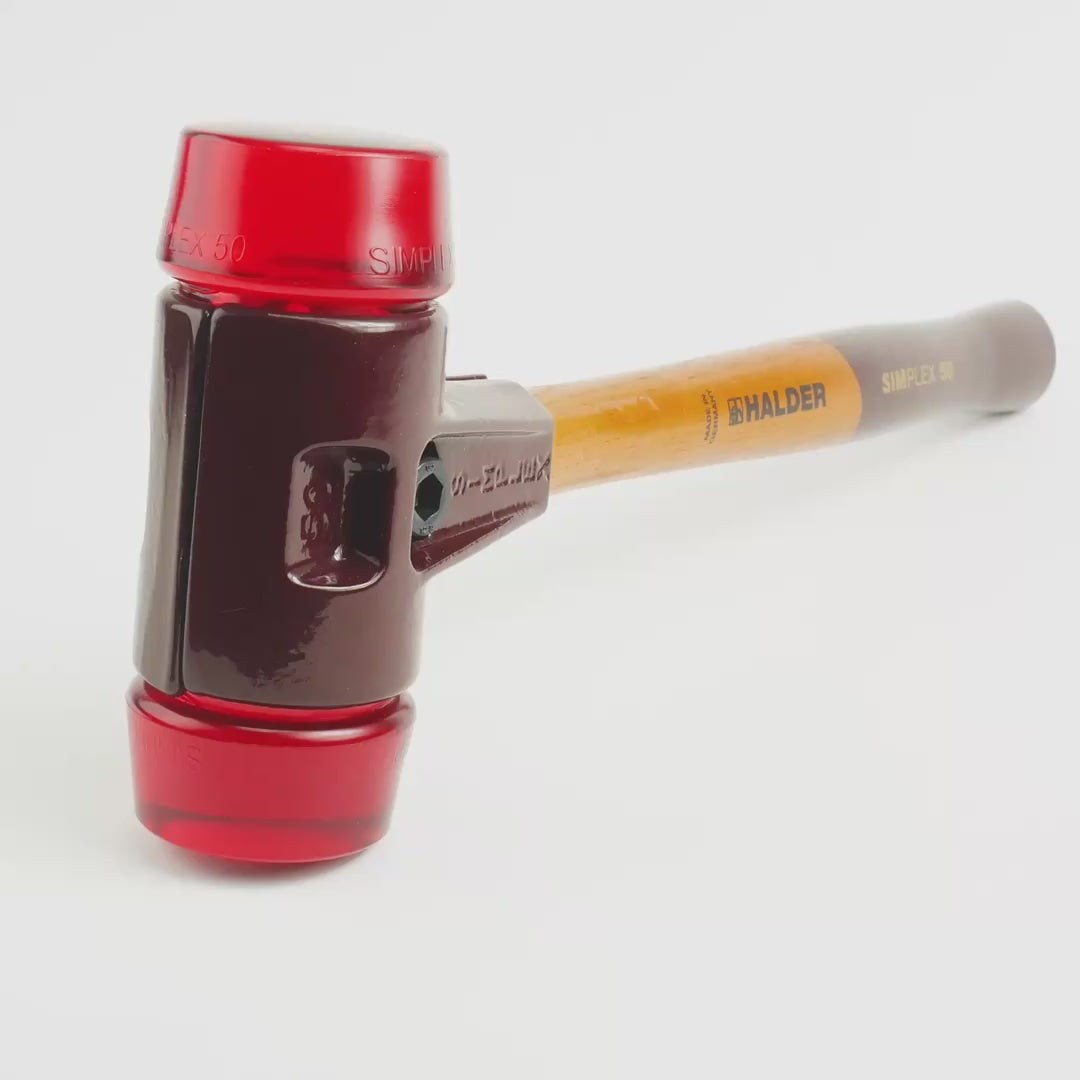 Halder Simplex Mallet with Red Acetate Plastic Inserts and Cast Iron Housing, 1.97" / 39.51 oz.