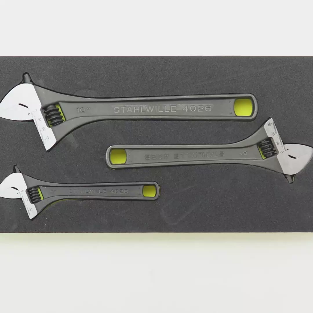 Stahlwille TCS 4026/3 Adjustable Wrench Set in TCS Inlay, 3 Pieces