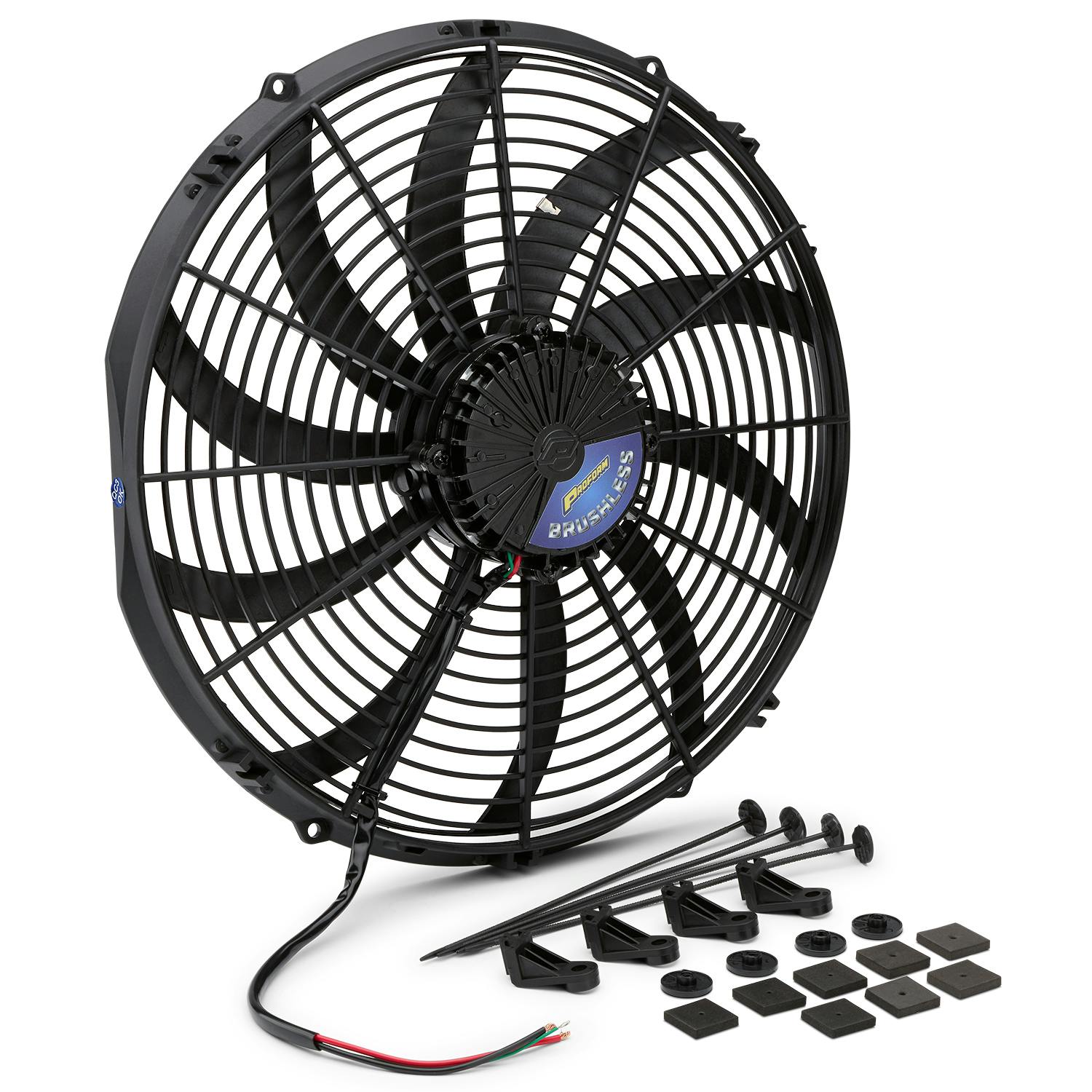 PROFORM 67037 Brushless Electric Radiator Fan; Universal; S-Blade; 12 Volt; 16 Inch; 3300 CFM