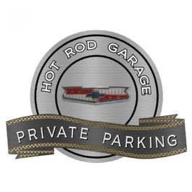 Chevy Tri-5 Emblem Hot Rod Garage Private Parking Metal Sign, 18 X 14