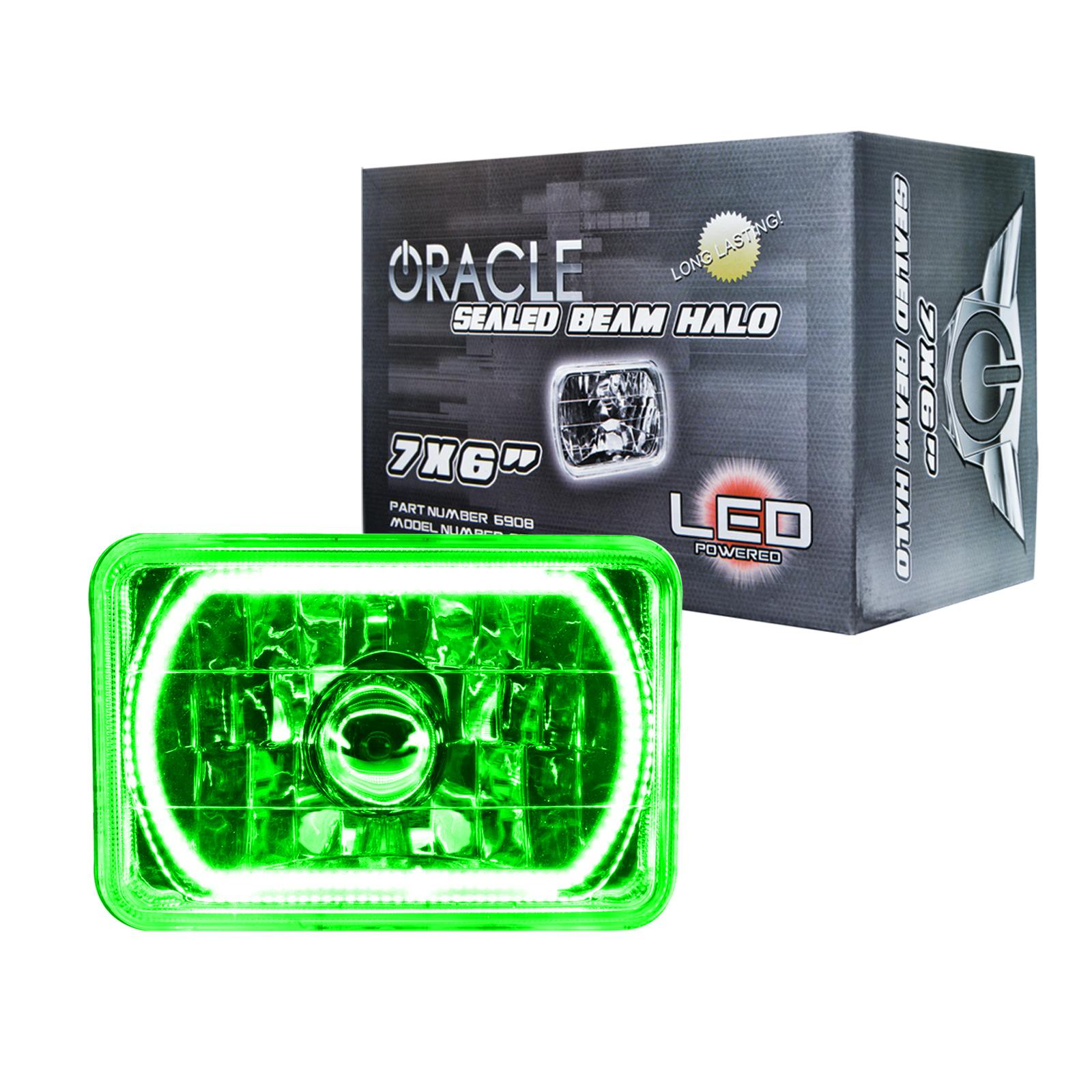 Oracle Lighting 6908-004 Pre-Installed Lights 7x6 IN. Sealed Beam - Green Halo