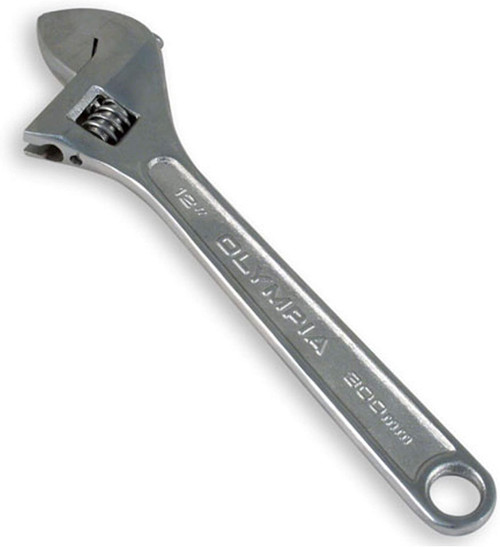 12 inch Adjustable wrench, chrome finish, 018-01-012