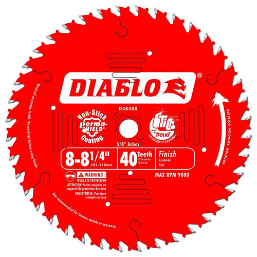 Diablo 8-1/4 in. 40 T. 5/8 ArborATB Finishing Saw Blade D0840X