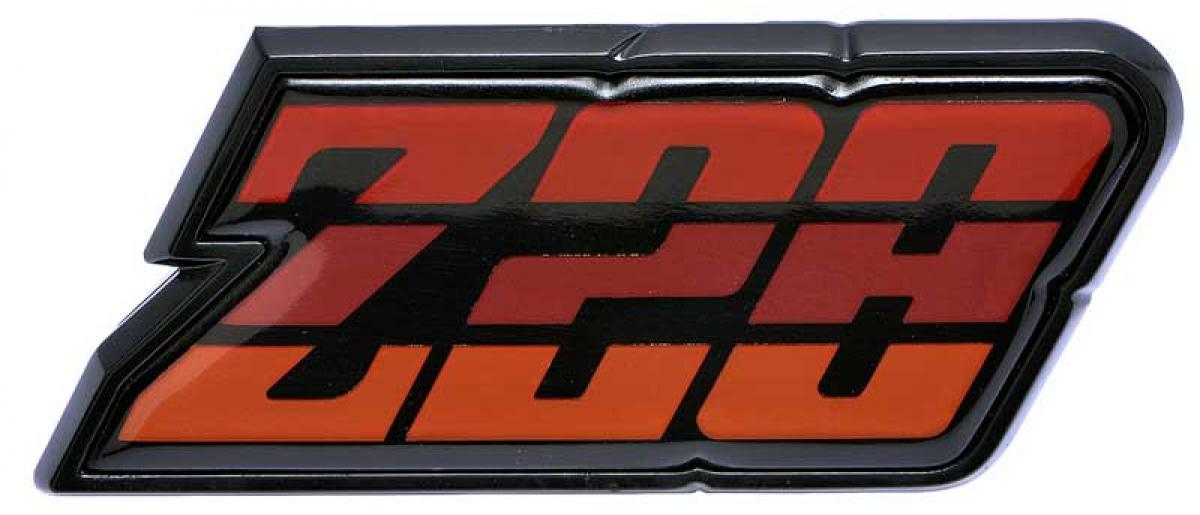 1980-81 Camaro Z28, Fuel Door Emblem, Red, with Hardware, GM Licensed