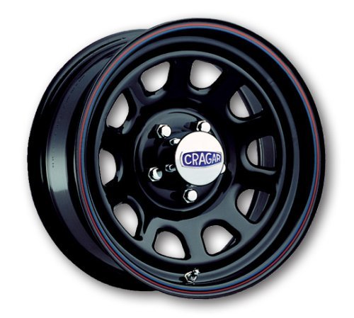 Cragar 3427850P Series 342 Black "D" Window Wheel / 16x8" / 5 on 5" / 5.0" Backspacing