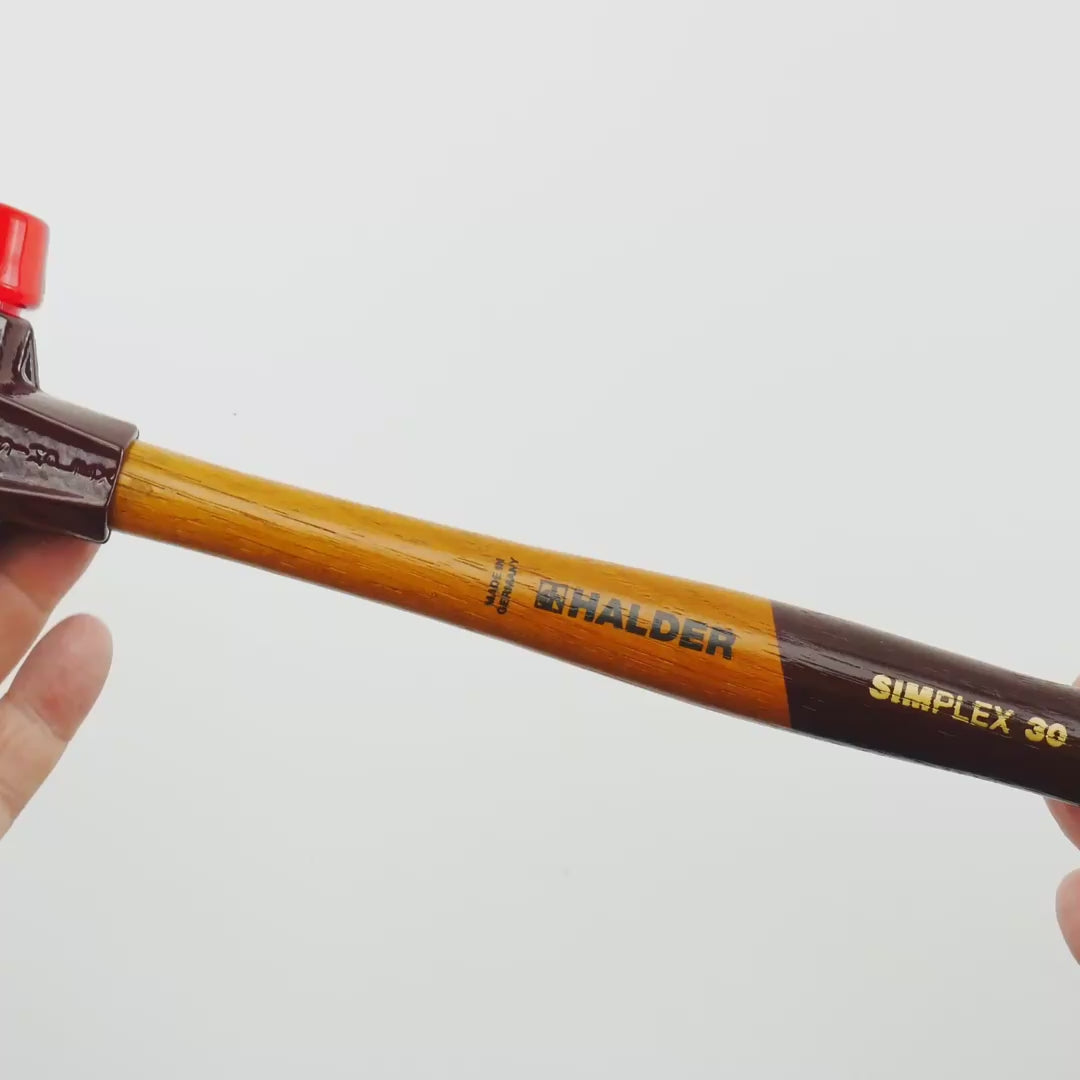 Halder Simplex Mallet with Black Rubber/Red Plastic Inserts and Cast Iron Housing, 1.18" / 12.17 oz.