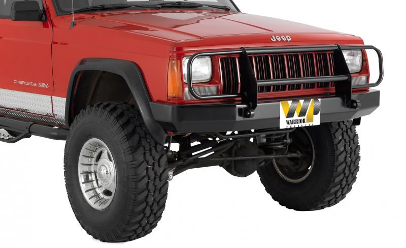 Warrior Products 56051 Front Rock Crawler Bumper with Brush Guard & D-Ring Mounts in Black for 84-01 Jeep Cherokee XJ