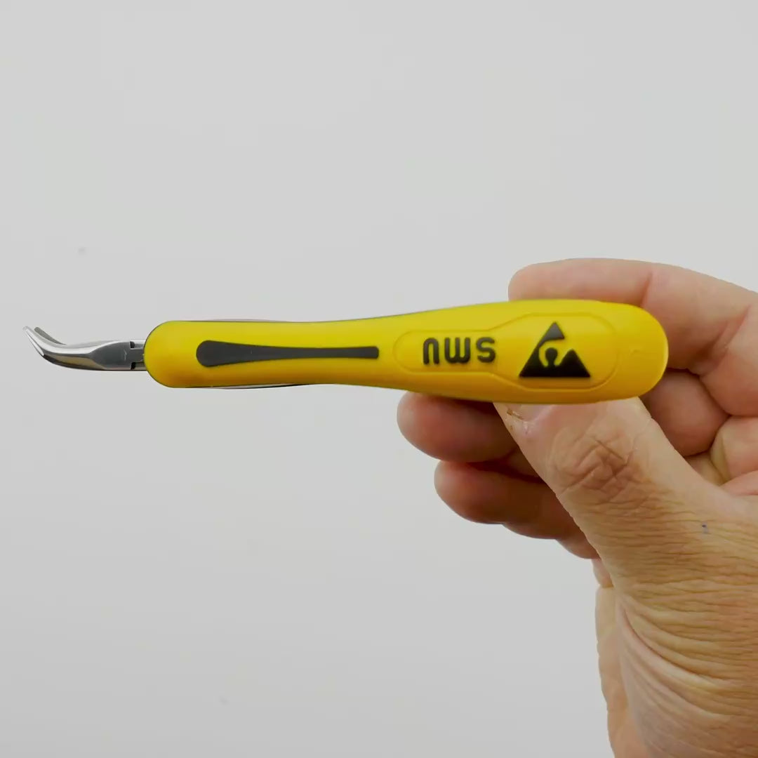 NWS 4.5" Bent Chain Nose Pliers ESD - 45 Degree - SoftGripp