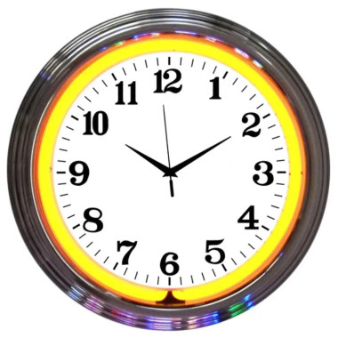 Neonetics 8CHRCO Chrome Rim Orange Neon Clock