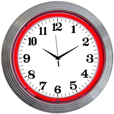 Neonetics 8CHRCR Chrome Rim Red Neon Clock