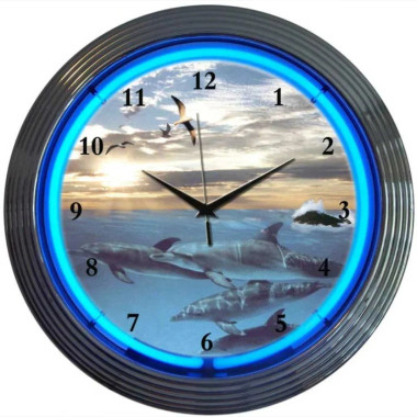 Neonetics 8DOLPH Dolphins Neon Clock