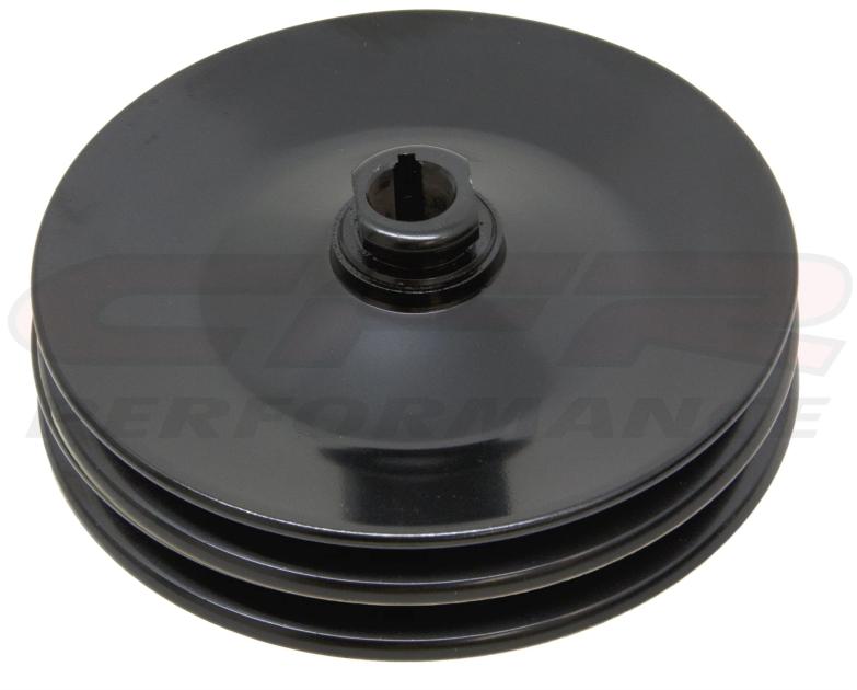 CFR Performance Steel Chevy GM Key Way Power Steering Pump Pulley 2 Groove - Black HZ-8949-PBK